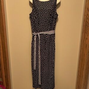 Gabby Skye Black and White Polka Dot Midi Pant Dress